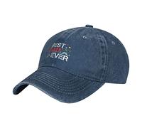Oudrspo Best Dad Ever Happy Father's Day Hat Adjustable Men Women Unisex Baseball Cap Washed Cotton Denim Navy
