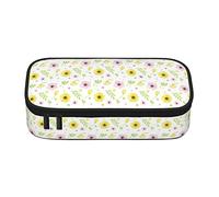 Oudrspo Big Capacity Pen Pencil Case for Adluts Teen Kids Makeup Organizer Bag Multi Purpose Pen Pouch Office Stationary Box for School Work Travel,Yellow Flower