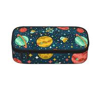 Oudrspo Big Capacity Pencil Case Box Colorful Space Planets Green School Pen Pouch for Boys Girls Kids Double Compartment Stationery Storage Pencil Bag with Zipper Pencil case