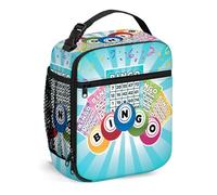 Oudrspo Bingo Lunch Bag Reusable,Bingo Cards and Balls,Small Lunch Box for Men Women Insulated Portable Lunchbox for Adults Suitable for Work Picnic,Blue Multicolor
