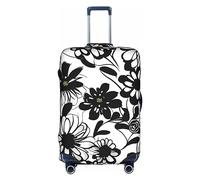 Oudrspo Black and White Flowers Print Luggage Cover Washable Suitcase Anti-Scratch Suitcase Cover Protective Cover Fits 18-32 Inch