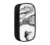Oudrspo Black and White Marble Printed Large Pencil Case, Durable Pencil Pouch, Portable Stationery Bag, Stationery Organizer