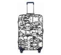 Oudrspo Black and White Skulls Pattern Print Luggage Cover Washable Suitcase Anti-Scratch Suitcase Cover Protective Cover Fits 18-32 Inch