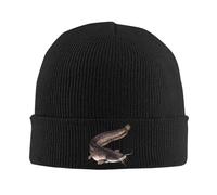 Oudrspo Black Catfish Knit Ski Beanie Cap Classic Warm Winter Hat for Women and Men