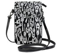 Oudrspo Black Funny Guitar Crossbody Phone Purse Small Shoulder Bag Cell Phone Pouch Leather Wallet Best Gift for Valentines Day,Anniversary,Birthdays