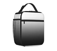 Oudrspo Black Gray White Ombre Gradient Lunch Bag for Men Women Insulated Lunch Box for Office Work Picnic Leak-Proof Cooler Bag