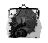 Oudrspo Black Music Notes Printed Leather Kiss-Lock Wallet for Women - Compact and Secure Coin Purse