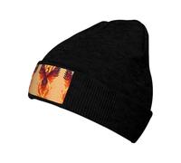 Oudrspo Black Phoenix Warm Stylish Beanie Hat Soft Daily Beanie in Fine Knit,Unisex Adult Knitted Woolen Cap
