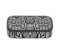 Oudrspo Black White Snake Skin Printed Durable Pencil Pouch Stationery Case with Zipper Compartment Large Capacity Portable Pencil Case