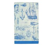 Oudrspo Blue - 7 Nautical Sea Hand Towel for Bathroom Home Kitchen Dish Towels,Whale Sail Boat and Lighthouse Fishing,Towel for Cooking and Baking,Blue (16 x 27.5 inches)