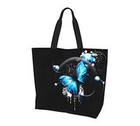 Oudrspo Blue Butterfly Ladies Large Capacity Shoulder Shopping Bag, Daily Travel Shopping, Shopping, Handbag Storage