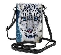 Oudrspo Blue Eyed Snow Leopard Leather Cell Phone Purse Card Holder Wallet Functional Crossbody Bag For Women