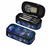 Oudrspo Blue Green Starry Pen Bag Spiral Galaxy Deep Space Beautiful Magic Starry Sky Organizer Stationery Box Makeup Pencil Case Office Supply for Adults Student