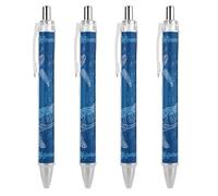 Oudrspo Blue Sea Turtle And Bubble Ballpoint Pen Retractable Writing Smooth Black Ink Ball Point Pens Office Supplies 4 PCS