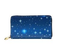 Oudrspo Blue Star Pattern Women's Long Zipper Wallet, 7.48x4.13 Inches, Comes with Credit Card Slots Inside, Lightweight and Durable.