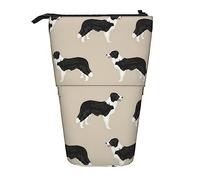 Oudrspo Border Collie Cute Border Collies Designs Pencil Case,Stand Pencil Pouch,Telescopic Pencil Case Stand Pencil Holder Pen Bag