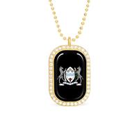 Oudrspo Botswana Coat of Arms Custom Necklace for Women Rectangle Pendant Necklaces Fashion Jewelry Gifts Gold Silver