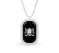 Oudrspo Botswana Coat of Arms Custom Necklace for Women Rectangle Pendant Necklaces Fashion Jewelry Gifts Gold Silver