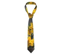 Oudrspo Bouquet of Daffodils Print Men's Ties Wedding Tuxedo Sets Essential Tie Accessories 1.4 in X 3.1 in X 4.76 Ft Black