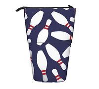 Oudrspo Bowling Balls Blue Pencil Case,Stand Pencil Pouch,Telescopic Pencil Case Stand Pencil Holder Pen Bag