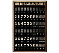 Oudrspo Braille Knowledge Metal Tin Signs The Braille Alphabet Reading Posters Braille Study Guide Plaques Classrooms Office Room Wall Decor 12x16 Inches