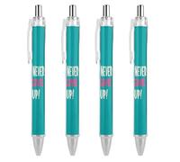 Oudrspo Breast Cancer Awareness, Never Give Up Ballpoint Pen Retractable Writing Smooth Black Ink Ball Point Pens Office Supplies 4 PCS