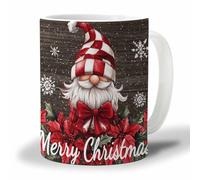 Oudrspo Bright Red Brown Coffee Mug, Dark Brown Wood Texture Merry Christmas Dwarf Poinsettia Tea Cup for Women and Men, Gifts for Mother's DayGift Graduation Gift