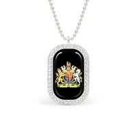 Oudrspo British Royal Coat of Arms England Queen Custom Necklace for Women Rectangle Pendant Necklaces Fashion Jewelry Gifts Gold Silver