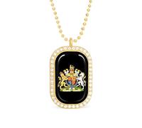 Oudrspo British Royal Coat of Arms England Queen Custom Necklace for Women Rectangle Pendant Necklaces Fashion Jewelry Gifts Gold Silver
