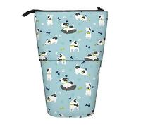 Oudrspo Bullterriers Blue Green Boy Pencil Case,Stand Pencil Pouch,Telescopic Pencil Case Stand Pencil Holder Pen Bag