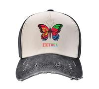 Oudrspo Butterfly Eritrea Eritrean Flag Hats Vintage Washed Denim Baseball Caps Daddy Hats Trucker Hats Adjustable Unisex Headwear