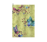 Oudrspo Butterfly Pattern Wings Moth Transformation2 Microfiber Golf Towel with Carabiner Clip, 16x24 Inch Absorbent Waffle Weave Towel for Golf Bags