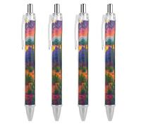 Oudrspo Cactus And Mountain at Sunset Time Ballpoint Pen Retractable Writing Smooth Black Ink Ball Point Pens Office Supplies 4 PCS