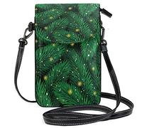 Oudrspo Cedar Leaf Snow Starlight Crossbody Phone Purse Small Shoulder Bag Cell Phone Pouch Leather Wallet for Women Girls