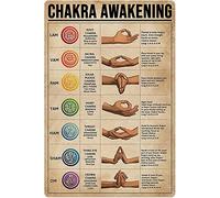 Oudrspo Chakra Awakening Chakra Figure Metal Tin Sign Chakra Girl Knowledge Yoga Poster Classroom Home Living Room Club Cafe Wall Decoration Plaque 12x16 Inches