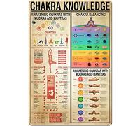 Oudrspo Chakra Knowledge Chakra Knowledge Metal Tin Sign Chakra Balancing Yoga Poster Classroom Home Living Room Club Cafe Wall Decoration Plaque 8x12 inchses