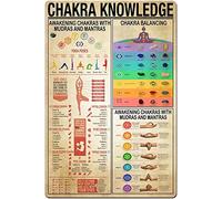 Oudrspo Chakra Knowledge1 Chakra Figure Metal Tin Sign Chakra Girl Knowledge Yoga Poster Classroom Home Living Room Club Cafe Wall Decoration Plaque 12x16 Inches
