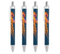 Oudrspo Charming Colorful Jellyfish Ballpoint Pen Retractable Writing Smooth Black Ink Ball Point Pens Office Supplies 4 PCS