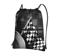 Oudrspo Checkered Flag Racing Outdoor Leisure Zipper Drawstring Backpack =>> 15.3 X 18in/ 39 X 46cm (L X H), Good For Travel, Carry-On, Luggage, Camping