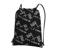 Oudrspo Checkered Flags Race Car Flag Drawstring with Zipper Sackpack Gym Sports, Waterproof Backpack String Bag Cinch
