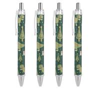 Oudrspo Christmas Green Dragon & Gifts Ballpoint Pen Retractable Writing Smooth Black Ink Ball Point Pens Office Supplies 4 PCS
