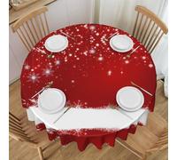 Oudrspo Christmas Print Round Tablecloth - 60 Inch, Water Resistant Washable Polyester Table Cloth for Buffet Table, Holiday Party, Dinner, Wedding
