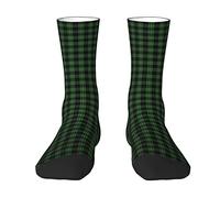 Oudrspo Clan Malone Tartan Green and Black Irish Plaid Men & Women Crew Socks,Tartan Plaid Novelty Fashion Casual Crew Tube Sock Athletic Sports Dress Socks
