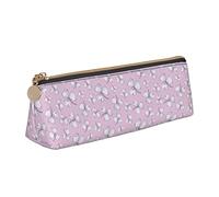 Oudrspo Clover Pencil Case Cosmetic Bag Pen Pouch Leather Triangle Storage Bag Zippered Stationery Organizer for Adults Office