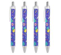 Oudrspo Colorful Abstract Geometric Ballpoint Pen Retractable Writing Smooth Black Ink Ball Point Pens Office Supplies 4 PCS