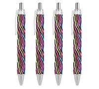 Oudrspo Colorful Abstract Zebra Black Pens Ballpoint Pen Ball Point Pen Smooth Writing Gel Pens Retractable 0.5 Fine Point for School Office Colorful Abstract Zebra Pattern 4 PCS