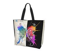 Oudrspo Colorful Butterfly Pattern Ladies Large Capacity Shoulder Shopping Bag, Daily Travel Shopping, Shopping, Handbag Storage