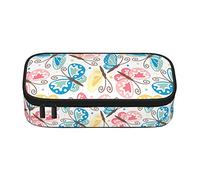 Oudrspo Colorful Butterfly Pencil Case,Big Capacity Pencil Bag Pen Case Pencil Pouch,Durable Stationery Pouch Zipper Office College School Large Storage for Teen Boys Girls Students