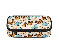Oudrspo Colorful Butterfly Pencil Case,Big Capacity Pencil Bag Pen Case Pencil Pouch,Durable Stationery Pouch Zipper Office College School Large Storage for Teen Boys Girls Students