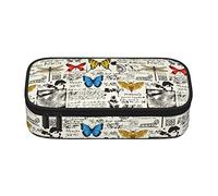 Oudrspo Colorful Butterfly Pencil Case,Big Capacity Pencil Bag Pen Case Pencil Pouch,Durable Stationery Pouch Zipper Office College School Large Storage for Teen Boys Girls Students
